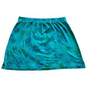 FRESH PRODUCE Womens' Turquoise Blue Floral Pull On A-Line Mini Skirt Sz XL